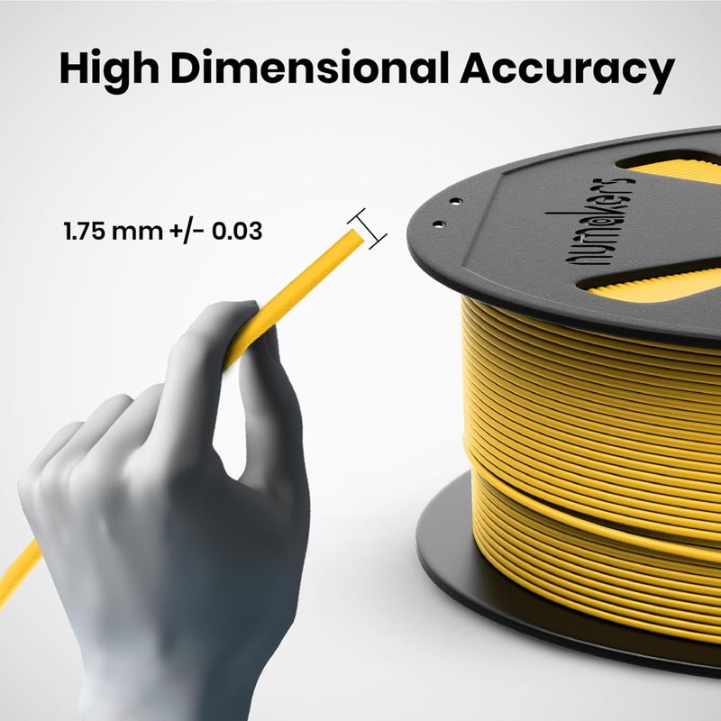 NUMAKERS PLA+ 3D Printer Filament, 1.75mm, Dimensional Accuracy +/- 0.03 mm, 1 kg Spool (2.2 lbs), Compatible with Most FDM Printers (Bahama Yellow) - Image 1