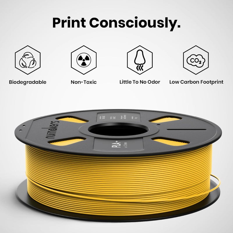 NUMAKERS PLA+ 3D Printer Filament, 1.75mm, Dimensional Accuracy +/- 0.03 mm, 1 kg Spool (2.2 lbs), Compatible with Most FDM Printers (Bahama Yellow) - Image 3