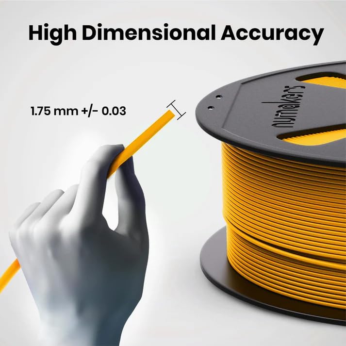 NUMAKERS PLA+ 3D Printer Filament, 1.75mm, Dimensional Accuracy +/- 0.03 mm, 1 kg Spool (2.2 lbs), Compatible with Most FDM Printers (Bahama Yellow) - Image 4