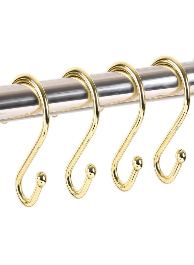 Resze S-Shape Shower Curtain Hooks, Gold Shower Curtain Rings Rust Proof, 12 Pcs Heavy Duty Metal Shower Curtain Hooks, Free Sliding Shower Hooks for Shower Curtain and Liner Bathroom - Image 1