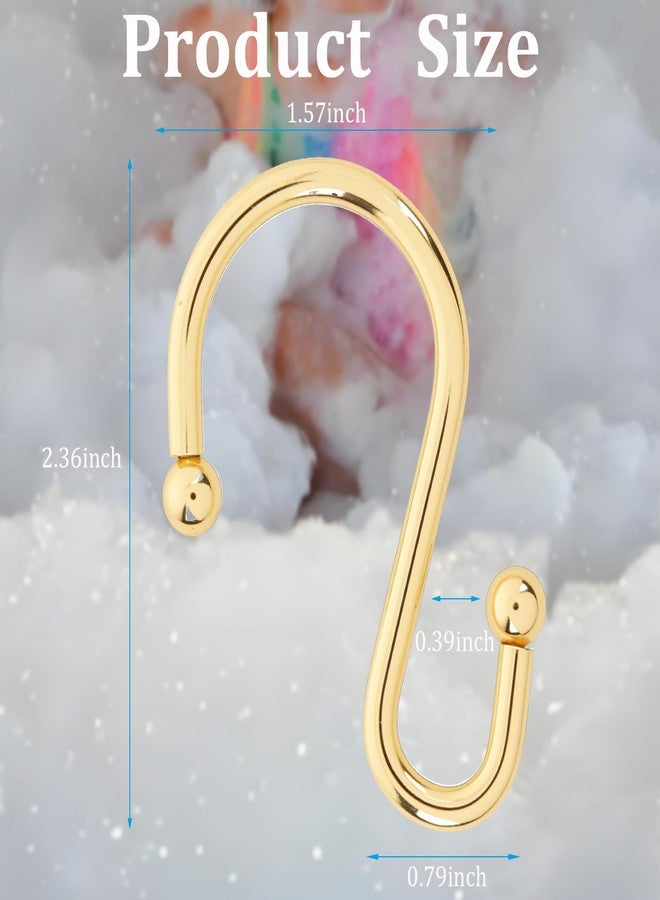 Resze S-Shape Shower Curtain Hooks, Gold Shower Curtain Rings Rust Proof, 12 Pcs Heavy Duty Metal Shower Curtain Hooks, Free Sliding Shower Hooks for Shower Curtain and Liner Bathroom - Image 2