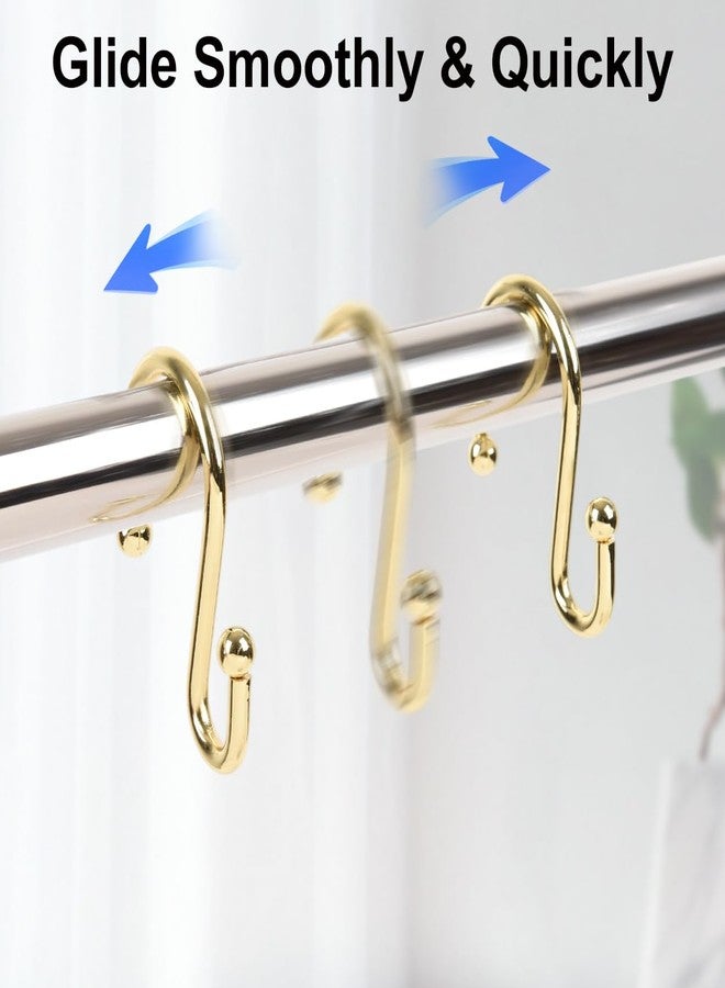 Resze S-Shape Shower Curtain Hooks, Gold Shower Curtain Rings Rust Proof, 12 Pcs Heavy Duty Metal Shower Curtain Hooks, Free Sliding Shower Hooks for Shower Curtain and Liner Bathroom - Image 3