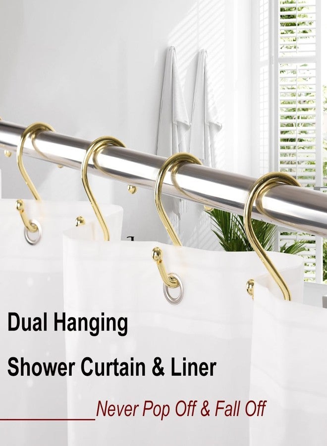 Resze S-Shape Shower Curtain Hooks, Gold Shower Curtain Rings Rust Proof, 12 Pcs Heavy Duty Metal Shower Curtain Hooks, Free Sliding Shower Hooks for Shower Curtain and Liner Bathroom - Image 4
