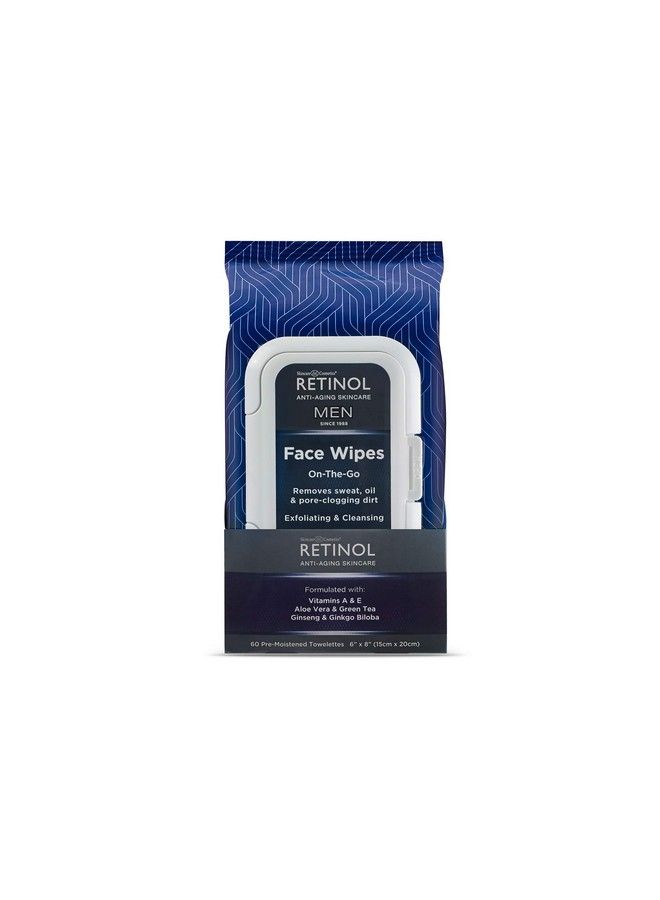 RETINOL Men Facial Wipes Antiaging Cleansing Towelettes Quickly Cleanse Face From Sweat Oil And Poreclogging Dirt Without Any Heavy Residue - Image 2