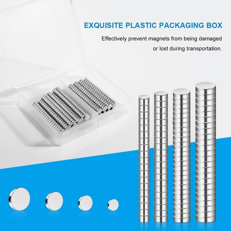 RHINOCATS 400Pcs Small Magnets, 4 Different Sizes Tiny Mini Magents, Multi-Use for Fridge, DIY, Office, Hobbies, Crafts and Science - Image 2