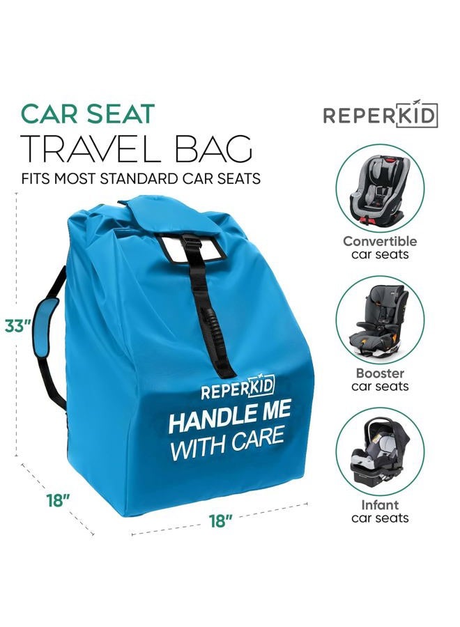 Reperkid Car Seat Travel Bag for Airplane, Black and Green, 33" H x 18" W x 18" D, Fits Most Convertible, Booster and Infant Car Seats – Premium Waterproof Cover, Adjustable Shoulder Strap  - Image 4
