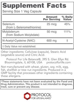 Protocol For Life Balance , Nac N-Acetyl-Cysteine, 600 Mg, 100 Veg Capsules  - Image 2