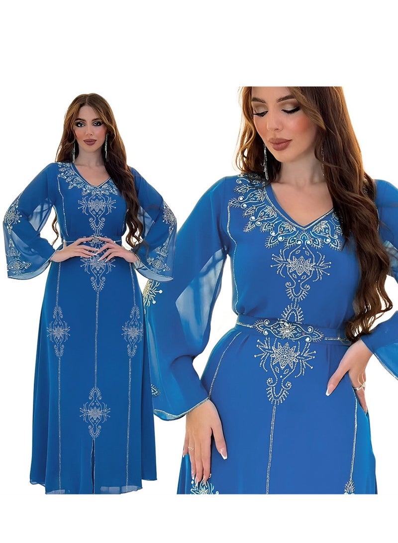 Fashionable rhinestone dress summer chiffon robe - Image 5