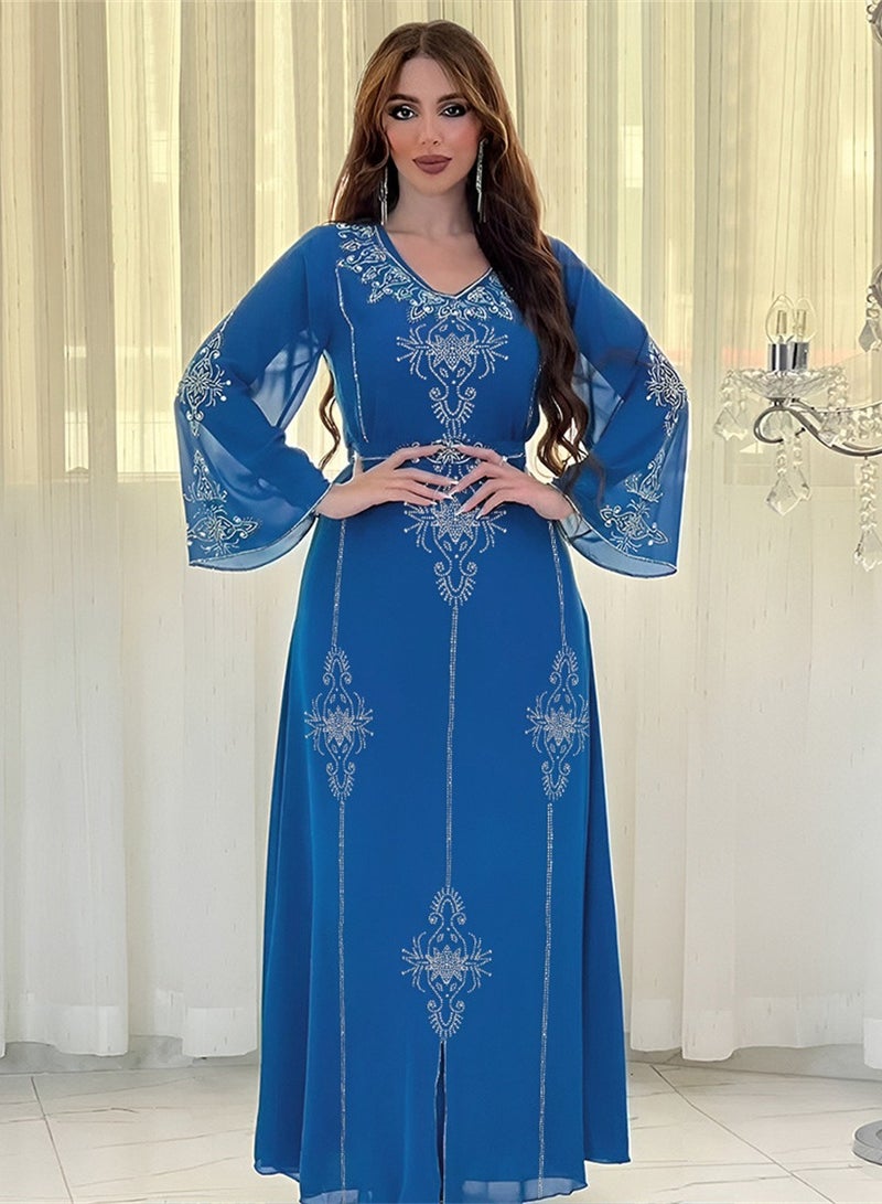 Fashionable rhinestone dress summer chiffon robe - Image 4