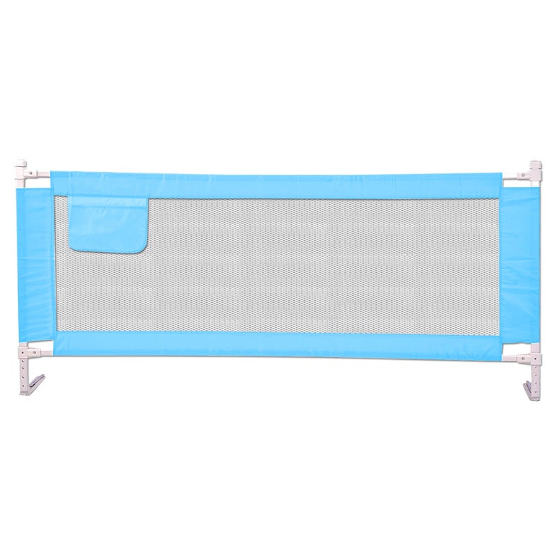 Kiddery Bed Rail for Toddlers & Adults | Adjustable Safety Bed Guard for Kids, Seniors, Elderly | Portable Bed Rail with Storage Pocket - Fits Twin, Full, Queen Beds - Blue & Red (Light Blue, Pack of 1) - Image 1