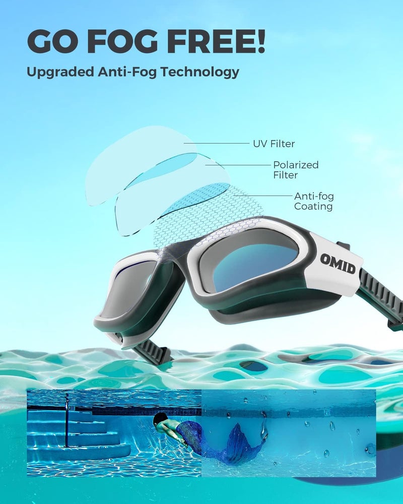 OMID Swim Goggles, P2 Polarized Swimming Goggles for Men Anti-fog Goggles Swimming for Adult Women - Image 4