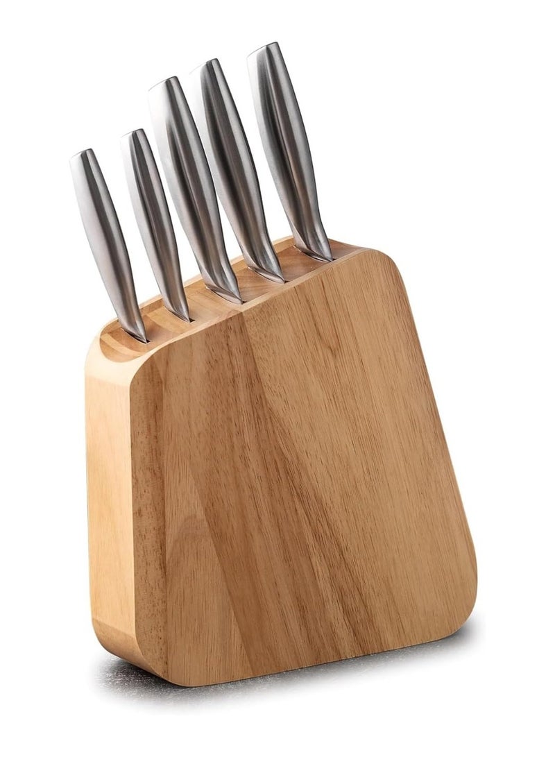 Bright Stone Bright Stone Premium Kitchen Knife Set with Elegant Wooden Base - Professional Design and High Quality Silver 