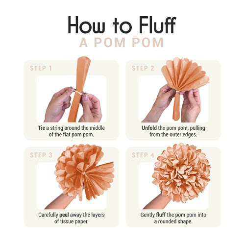 EPIQUEONE 20 Pieces Blush Pink, Dusty Rose, Mauve, Cream Tissue Paper Pom Poms - Ceiling and Party Decorations - Backdrop Flowers (White, Ivory, Peach, Champagne) - Image 4