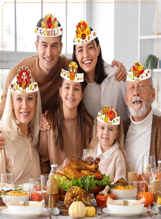 Konsait 24 PCS Color Your Own Thanksgiving Headband Make a Turkey Stickers Set Thanksgiving Party Supplies Turkey Crafts for Kids School and Home Activities - Image 5