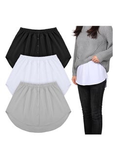 Shirt Extender for Women, 3 Pcs Adjustable Fake Layering Leggings Top Lower Sweep Shirt Undershirt Skirt(L)