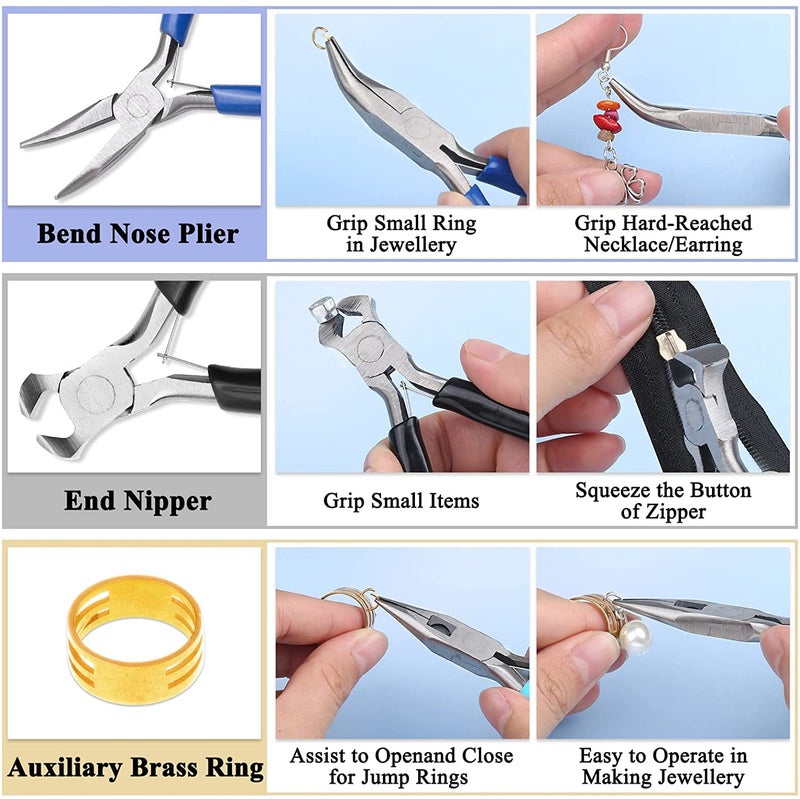 Mckanti 5 Packs Jewelry Pliers Set, Making Tools With Needle/Round/Chain/Bent/Zipper Pliers, Supplies Repair/Cut Kits for Crafting - Image 4