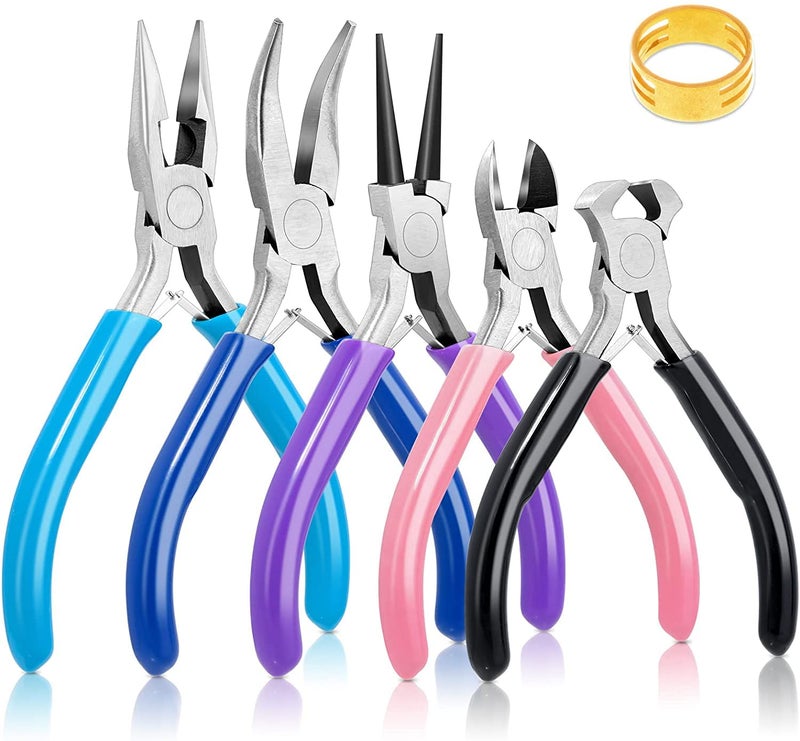Mckanti 5 Packs Jewelry Pliers Set, Making Tools With Needle/Round/Chain/Bent/Zipper Pliers, Supplies Repair/Cut Kits for Crafting - Image 1