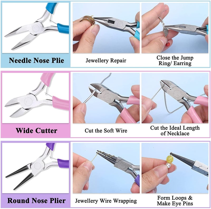 Mckanti 5 Packs Jewelry Pliers Set, Making Tools With Needle/Round/Chain/Bent/Zipper Pliers, Supplies Repair/Cut Kits for Crafting - Image 3