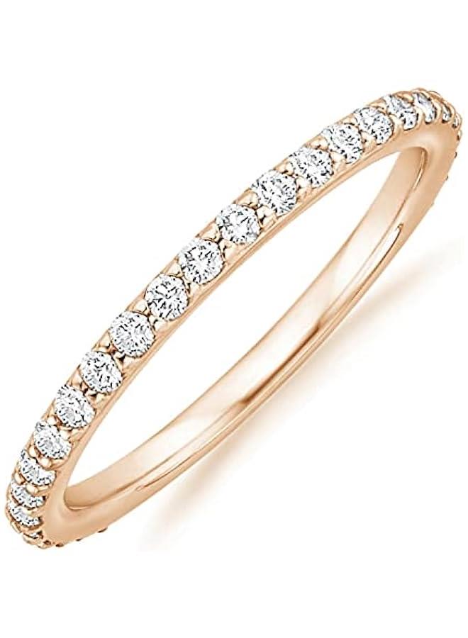 PAVOI 14K Gold Plated Cubic Zirconia Diamond Stackable Eternity Bands for Women - Image 1