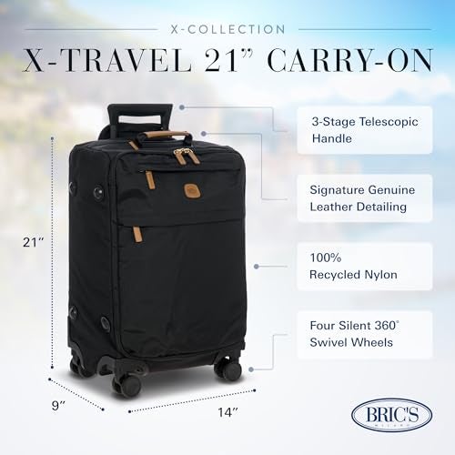 Bric's X Travel - Carry-On Luggage Bag with Spinner Wheels - 21 Inch - Luxury Luggage Bag - Black - Image 2