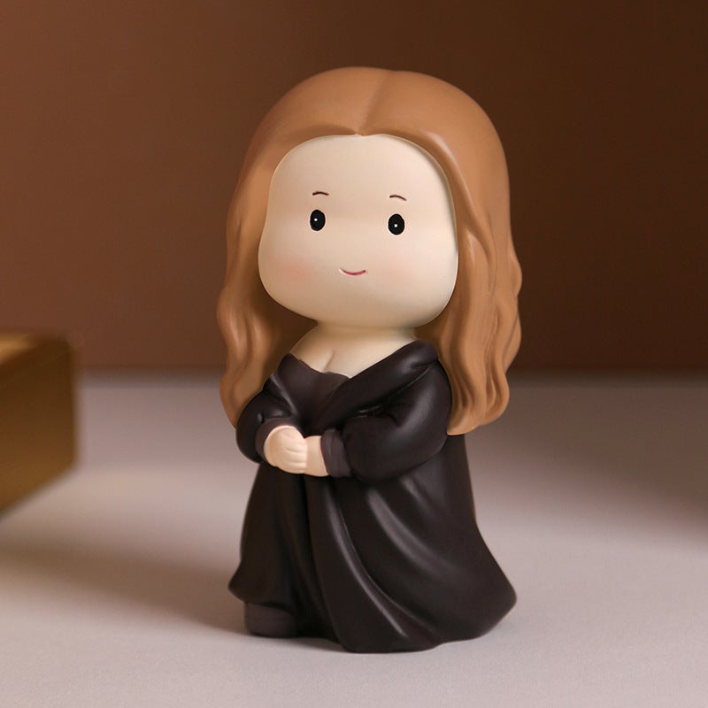 Designer Art Figurines Creative Table Decor Resin Gifts Mona Lisa's Smile (Small Ornament)