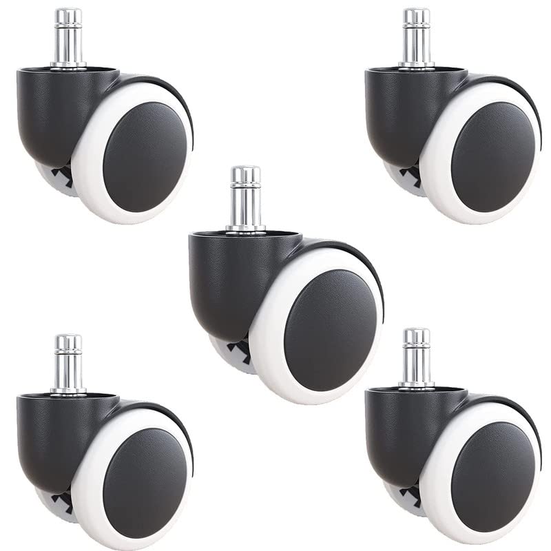 KARP 2Inch PinType Office Chair Casters Set of 5 Replacement Wheels FloorProtecting Standard Size for Computer and Gaming Chairs Safe for Hardwood Floors and Carpets White - Image 1