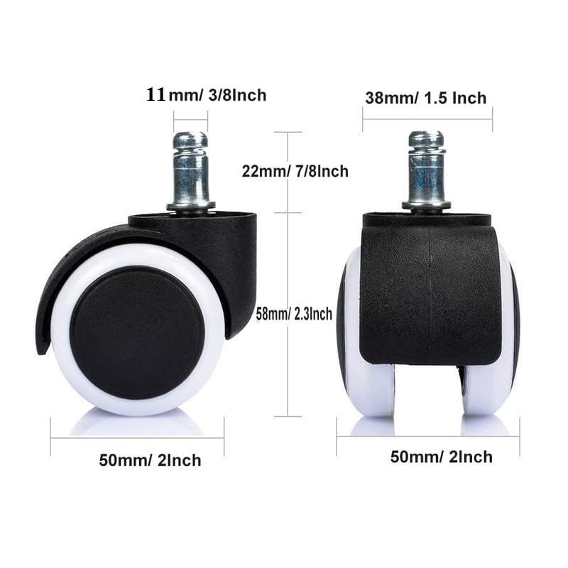 KARP 2Inch PinType Office Chair Casters Set of 5 Replacement Wheels FloorProtecting Standard Size for Computer and Gaming Chairs Safe for Hardwood Floors and Carpets White - Image 2