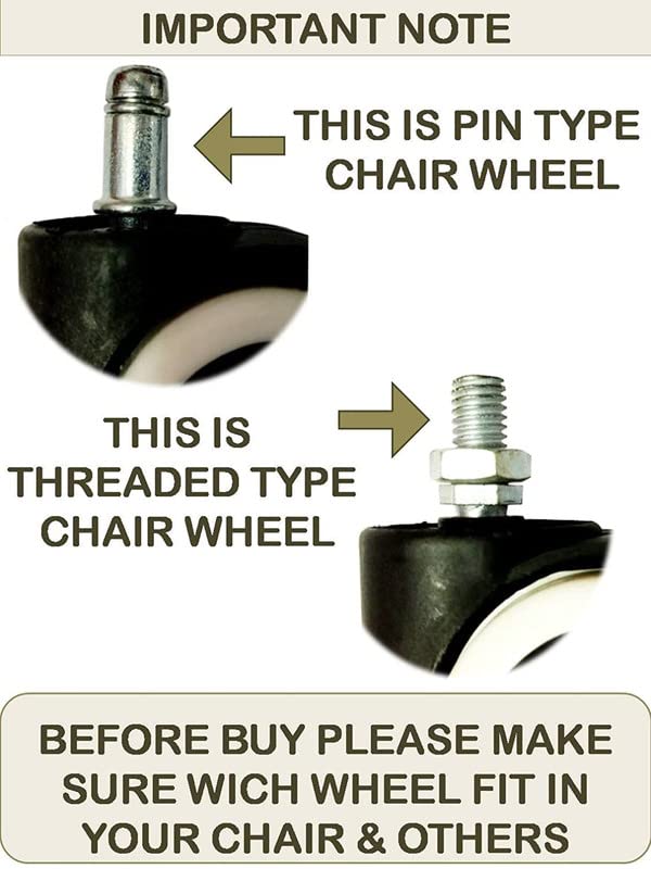 KARP 2Inch PinType Office Chair Casters Set of 5 Replacement Wheels FloorProtecting Standard Size for Computer and Gaming Chairs Safe for Hardwood Floors and Carpets White - Image 3