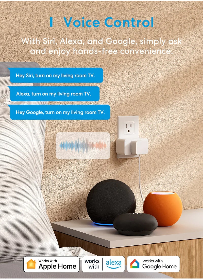 meross - Meross Matter Smart Plug Mini with Energy Monitoring, Works with Apple HomeKit - Image 1