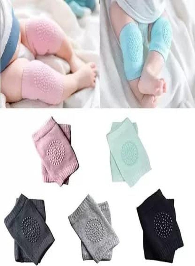 GLAMAXY Pack Of 5 Pair Multicolor Baby Knee Pads Multicolor Baby Knee Pads (simple) (Pack of 5) - Image 1