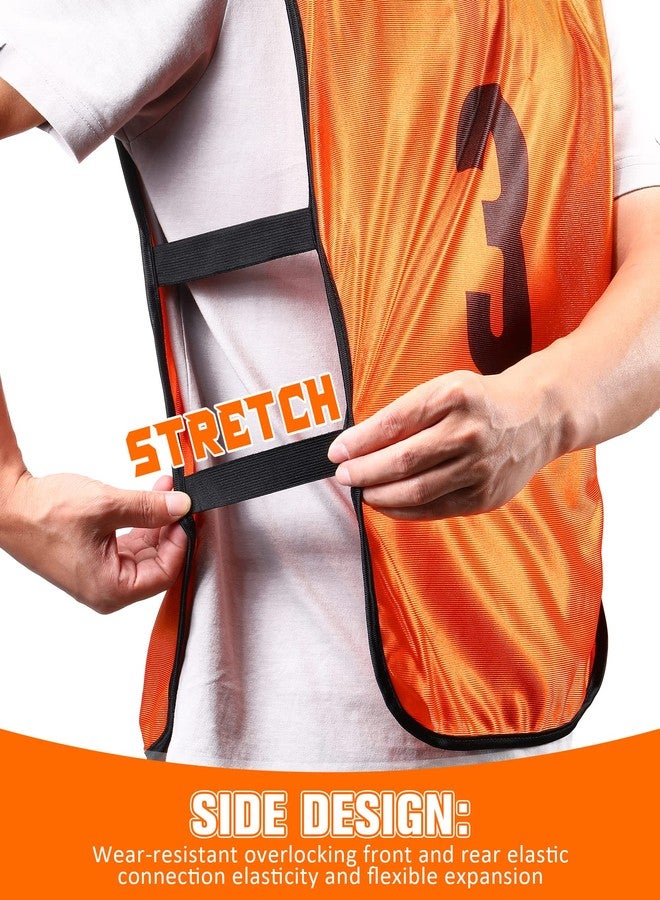Yahenda Pack of 24 Reversible Numbered Football Vests with Belt Adult, Green, Orange, XL - Image 5