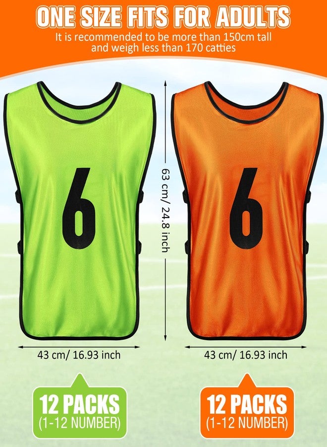 Yahenda Pack of 24 Reversible Numbered Football Vests with Belt Adult, Green, Orange, XL - Image 2