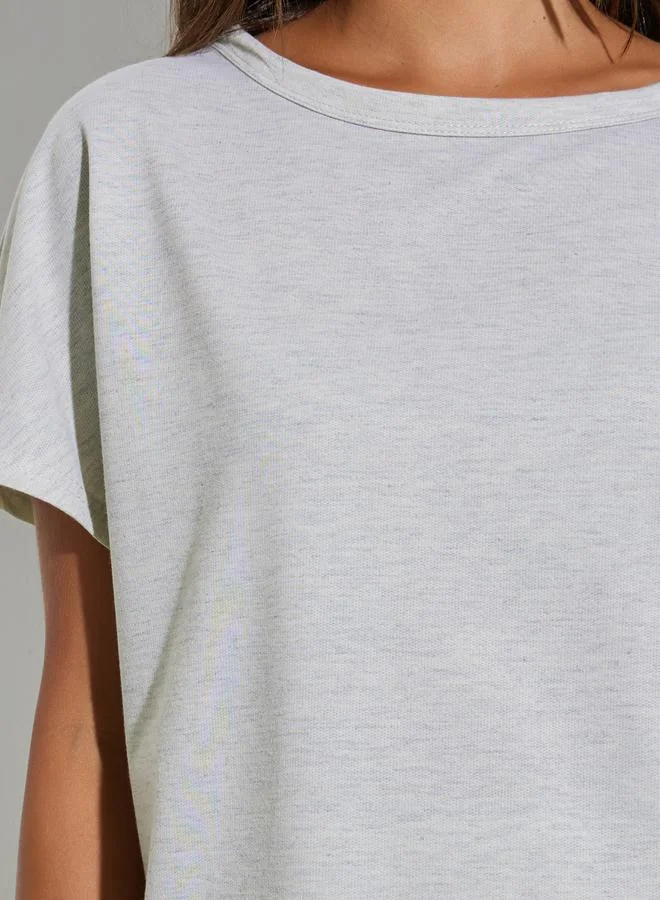 Styli  Grey Solid Oversize Top and Wide Leg Joggers Co-Ors for Women | Best Price UAE