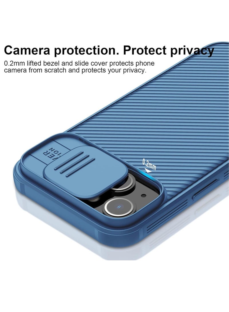 ELTRAZONE Case for iPhone 15 Camshield Cover with Slide Camera Lens Protection - PC Back & TPU Bumper, Anti-Fingerprint Soft Touch Case (Blue) - Image 4