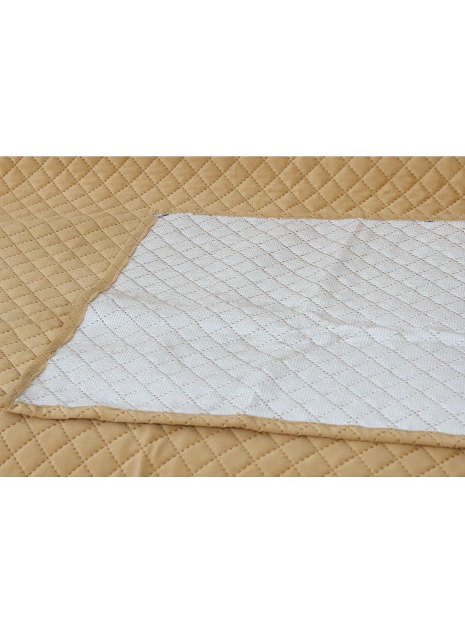Nendle Plain Solid Quilted Universal Velvet Anti-Skid Protetcor Sofa Covers L Shape 7 Seater of Type 3+2+2 with Armrest Cover Attached (Golden, Pack of 3) - Image 5