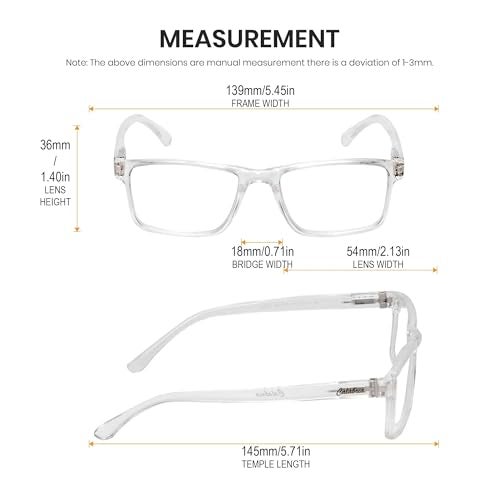 Calabria L2007 Full Rim Reading Glasses [Crystal Clear/1.25 Lenses] Rectangular Eyeglasses for Men & Women | Trendy Modern Eyewear for Fashion, Reading, Travel | Vision Reading Glasses - Image 2