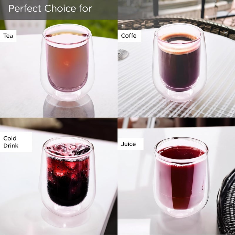 UMAI Double Wall Borosilicate Glass Coffee Mug Cups Set of 2190ml Each High Thermal Resistance Microwave Dishwasher Safe Gifting Pack for FriendsFamilyCouples Pink - Image 4