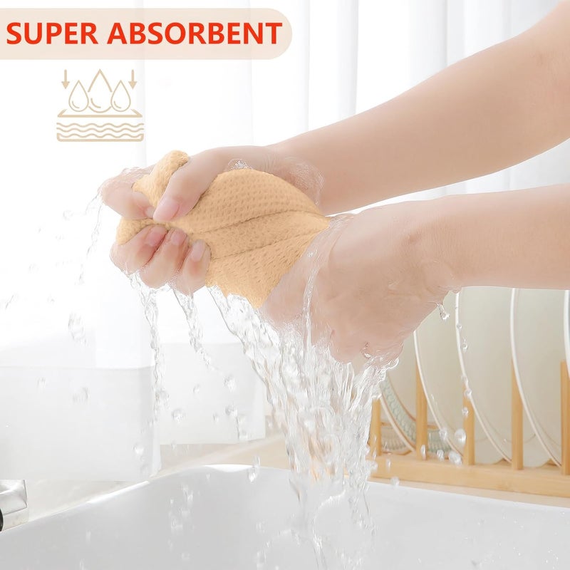 Homaxy 100% Cotton Waffle Weave Kitchen Dish Towels, Ultra Soft Absorbent Quick Drying Cleaning Towel, 13 x 28 Inches, 4-Pack, Apricot - Image 3