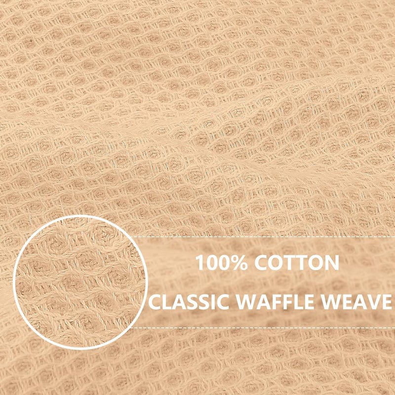 Homaxy 100% Cotton Waffle Weave Kitchen Dish Towels, Ultra Soft Absorbent Quick Drying Cleaning Towel, 13 x 28 Inches, 4-Pack, Apricot - Image 2