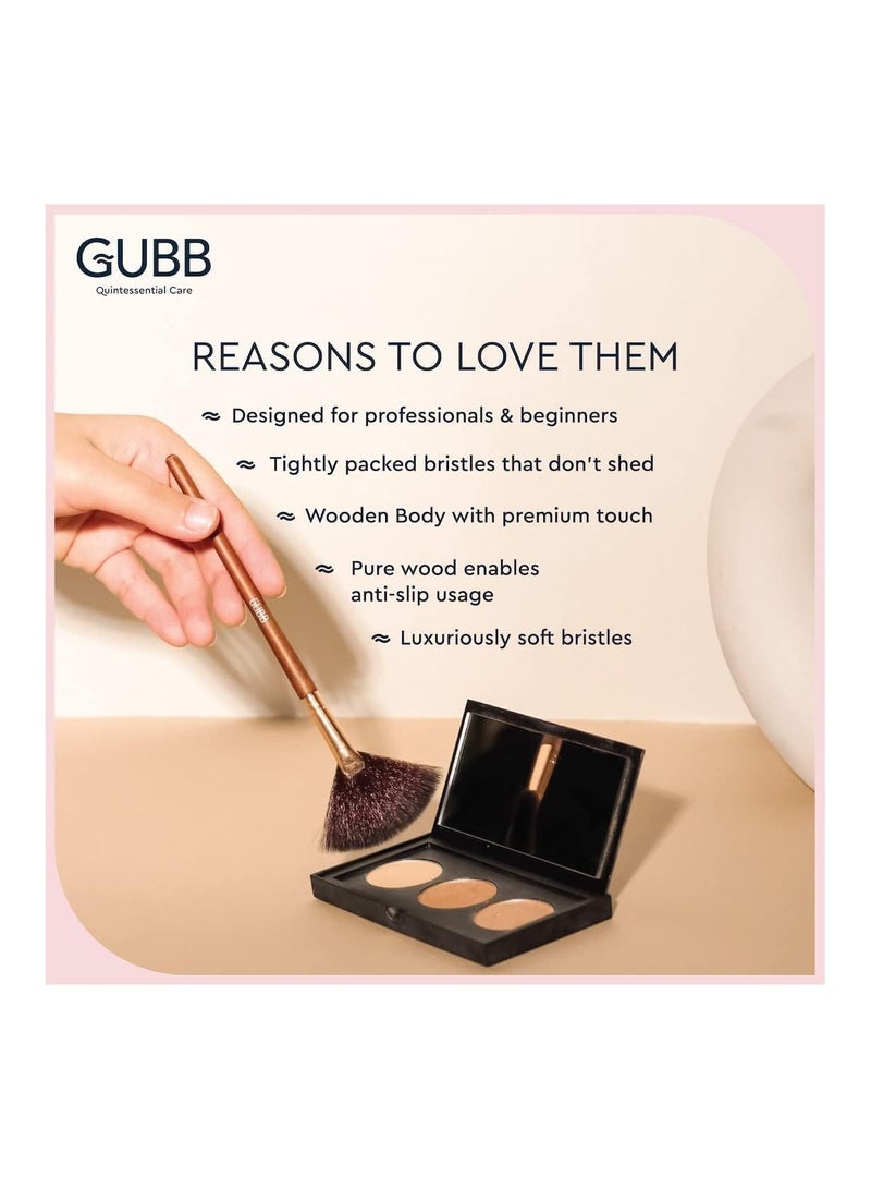 GUBB Daily Stroke Kit Set Of 4 Fan Brush Blush Brush Eyeshadow Brush & Makeup Wedges - Image 4