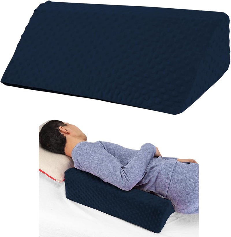 Jacobable Wedge Pillow for Side Sleeping, Body Positioning Foam Wedge Pillow, Side Wedge Pillow for Sleeping Non-Slip Back Positioning Pillow for Bed Sore Wedge (Dark Blue) - Image 1
