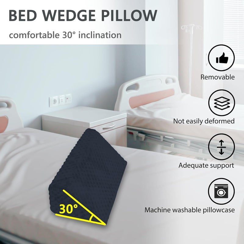 Jacobable Wedge Pillow for Side Sleeping, Body Positioning Foam Wedge Pillow, Side Wedge Pillow for Sleeping Non-Slip Back Positioning Pillow for Bed Sore Wedge (Dark Blue) - Image 2