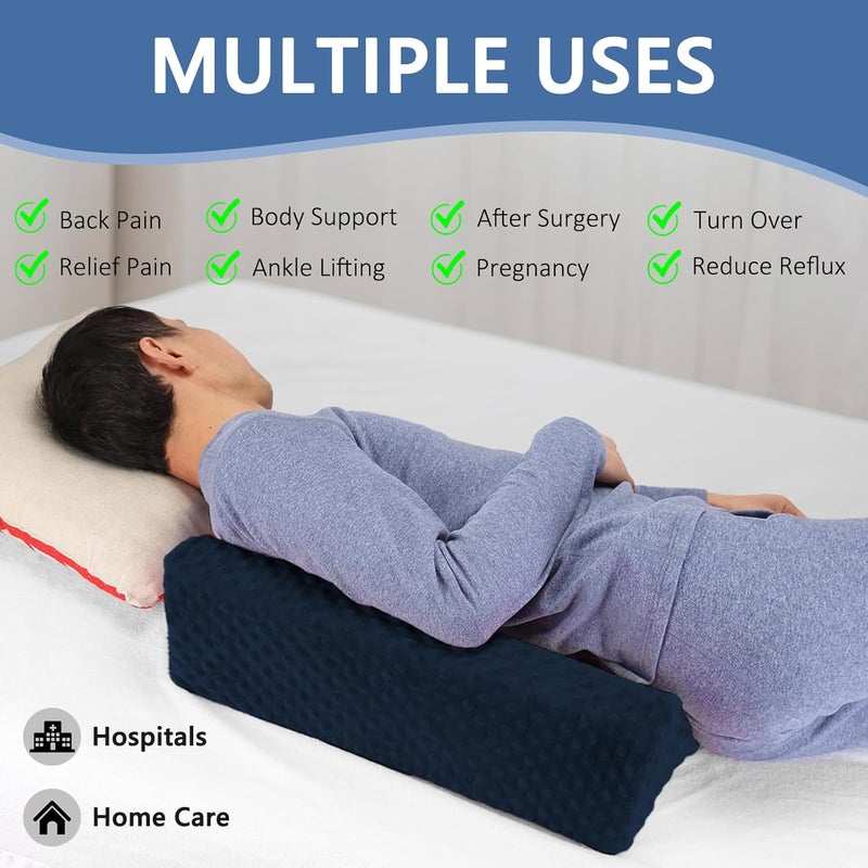 Jacobable Wedge Pillow for Side Sleeping, Body Positioning Foam Wedge Pillow, Side Wedge Pillow for Sleeping Non-Slip Back Positioning Pillow for Bed Sore Wedge (Dark Blue) - Image 3