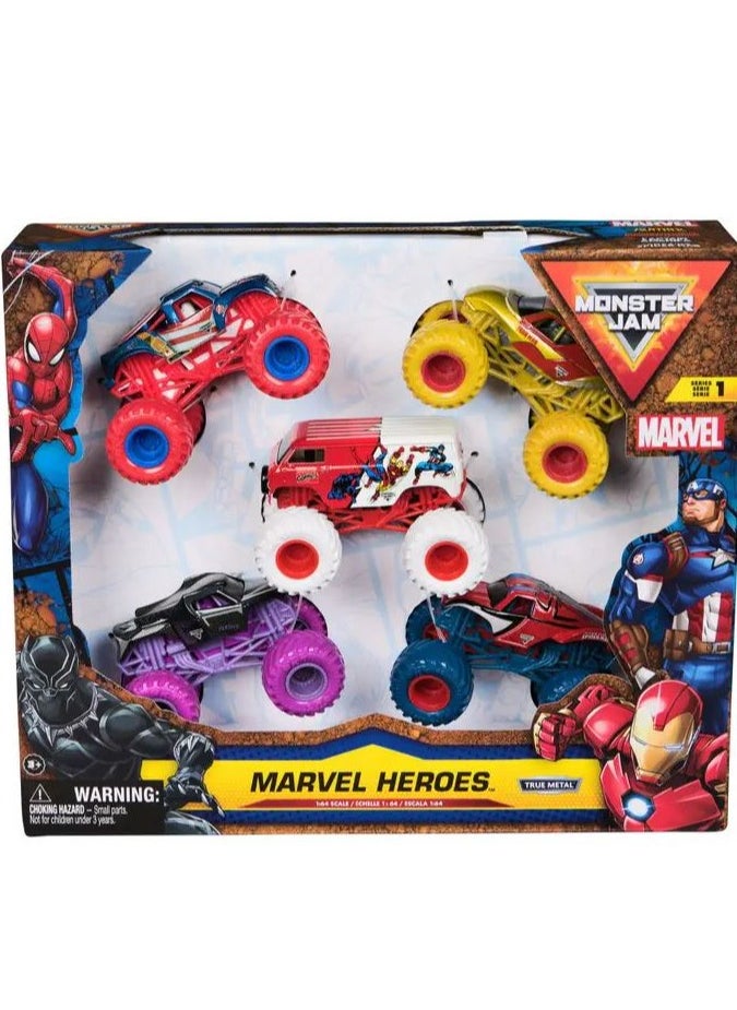 Monster Jam Monster Jam Mini Marvel Vehicles 1:64 5-Pack  - Image 1