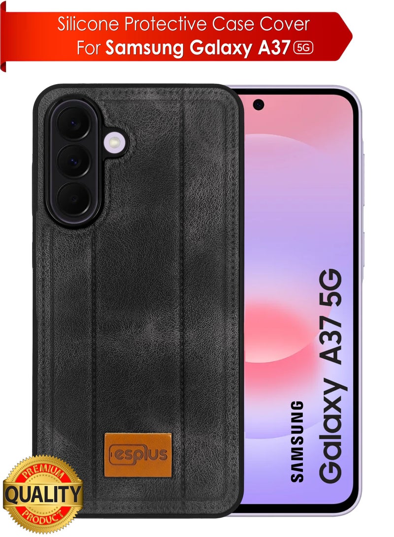Samsung Galaxy A37 5g Premium Silicone Leather Finish Back Case  | High Quality Silicone Case Cover Designed for Samsung Galaxy A37 5g  | Ultimate Impact Protection ,Shockproof, Anti-Fingerprint , Comfortable feel and Durable back protection Case for Samsung Galaxy A37 5g  - Black - Image 1