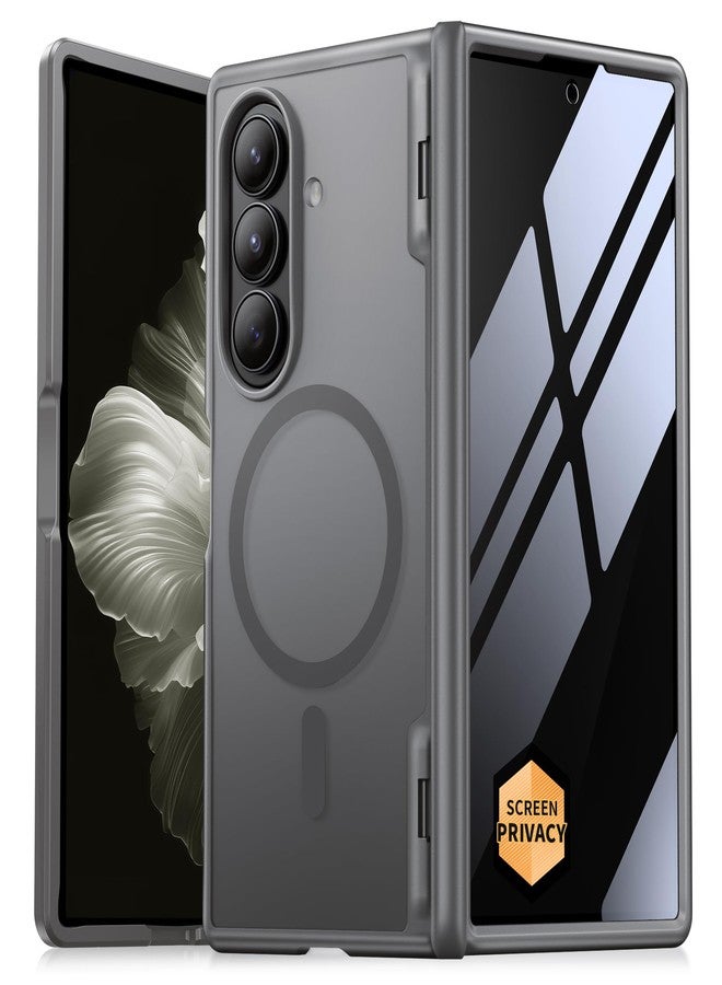 موبوسي جراب MOBOSI المغناطيسي لهاتف Z Fold 7 مع واقي شاشة للخصوصية، متوافق مع Magsafe، غطاء حماية نحيف يغطي كامل الهاتف، غطاء مقاوم للصدمات لهاتف Samsung Galaxy Z Fold 7، رمادي - Image 1