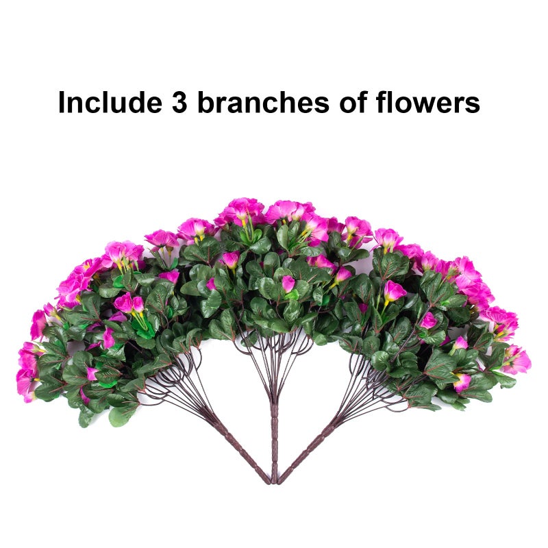 HyeFlora Artificial Faux Outdoor Flowers Plants for Spring Summer Decoration, Fake Silk Fuchsia Camellia UV Resistant Look Real for Planter Outside Front Door Porch Patio Balcony, 3 Large Bundles - Image 4