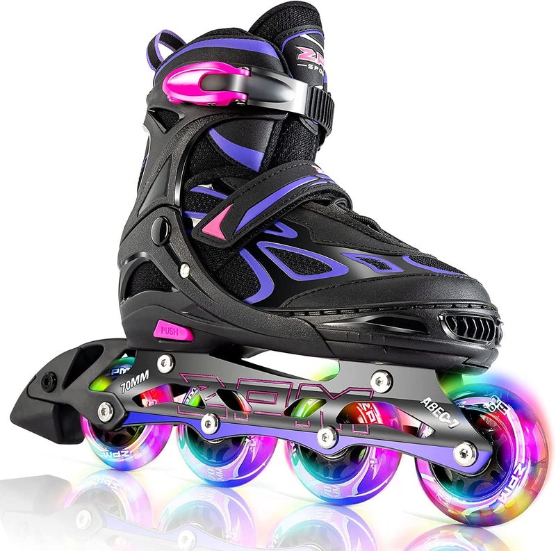 2PM SPORTS 2pm Sports Adjustable Light up Kid Inline Skates,Roller Blades for Boys and Girls (purple, Medium 2020 - Big Kids(Y13-3UK)) - Image 1