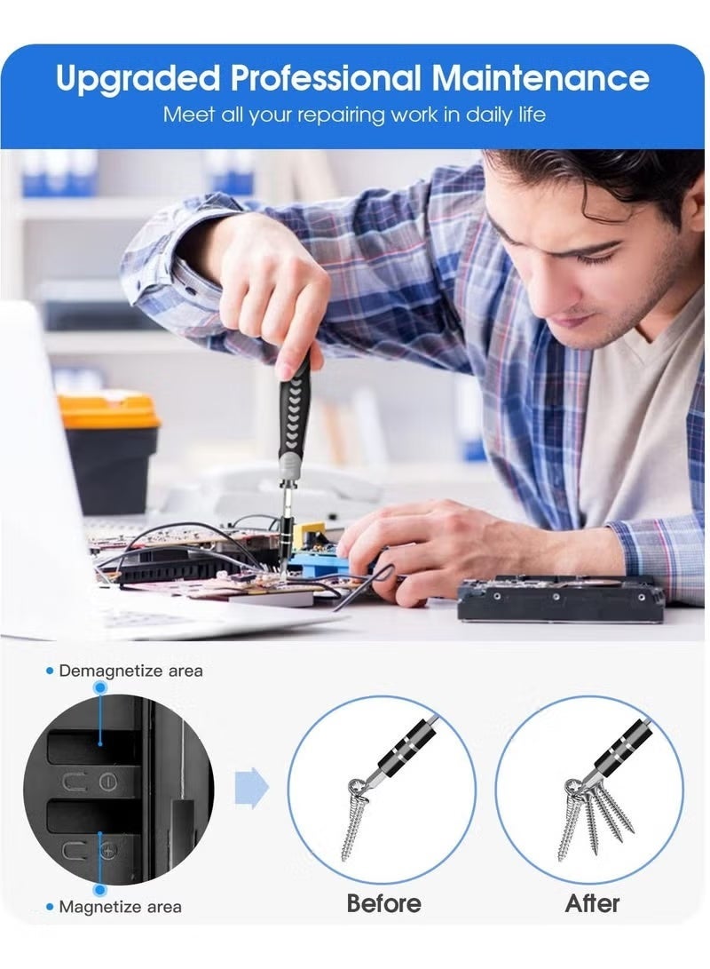 ELTRAZONE 130 in 1 Precision Screwdriver Set with 120 Bits, Magnetic Repair Tool Kit with Tweezer, Flat, Phillips, Torx, Pentalobe & Star Bits for Phone, Laptop, PC, Computer, Game Console & Electronics - Image 4