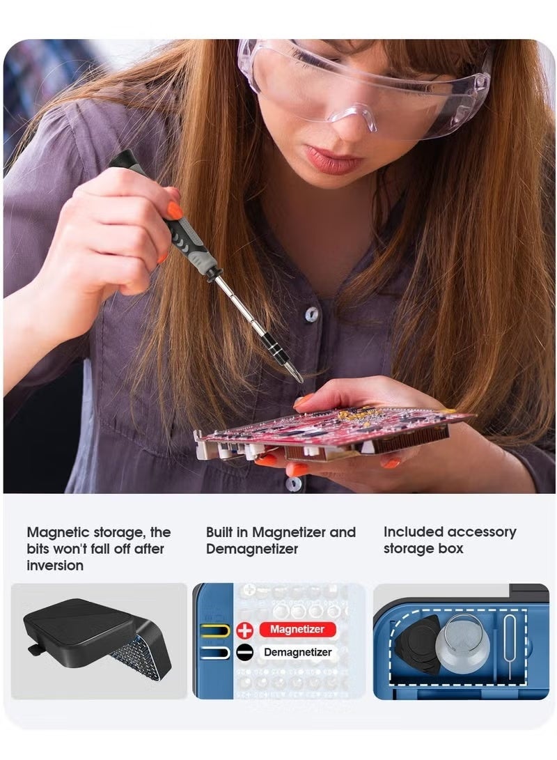 ELTRAZONE 130 in 1 Precision Screwdriver Set with 120 Bits, Magnetic Repair Tool Kit with Tweezer, Flat, Phillips, Torx, Pentalobe & Star Bits for Phone, Laptop, PC, Computer, Game Console & Electronics - Image 2